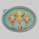 Three Peeking Giraffes Belt Buckle belt buckles