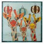 Three Peeking Giraffes  Tile tiles