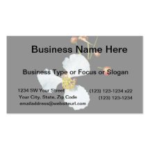 Three petaled white flower black background business cards
