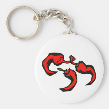 three red chilli triangle keychains