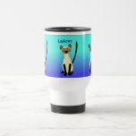 Three Siamese Cats Blue Personalised Stainless Coffee Mugs