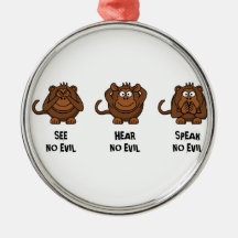 Three Wise Monkeys Christmas Ornament