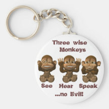 three wise monkeys keychain