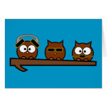 Three WiseQuirky Owls Greeting Card