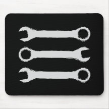 Three Wrenches. Grey and Black. Mousepads