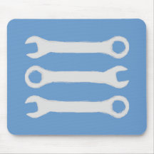 Three Wrenches in Light Grey. Mouse Mat