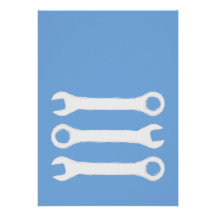 Three Wrenches in Light Grey. Personalised Invites