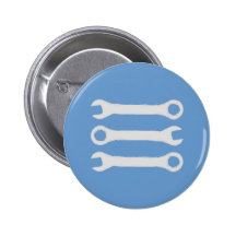 Three Wrenches in Light Grey. Pinback Button