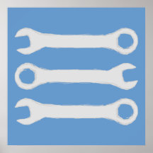 Three Wrenches in Light Grey. Poster