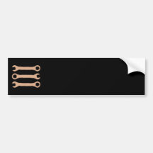 Three Wrenches. Tools. Brown. Bumper Sticker