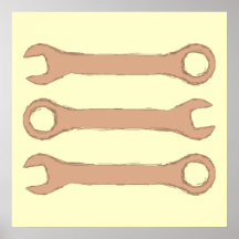 Three Wrenches. Tools. Brown. Poster