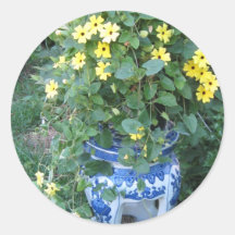 Thunbergia Black Eyed Susan Vine Blue white pot Stickers