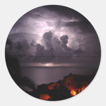 Thunder lightning Garajau Madeira Round Stickers