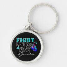 Thyroid Cancer Awareness Fight Like a Girl Keychain