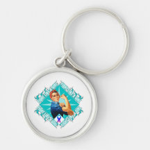 Thyroid Cancer Fight Rosie The Riveter Key Chains