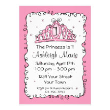 Tiara Princess 1st Birthday Custom Invitation