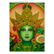 Tibetan Buddhist Goddess Green Tara Face art card