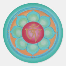 Tibetan Lotus Mandala Round Sticker