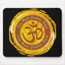 Tibetan Mantra with Aum Symbol Mousepads