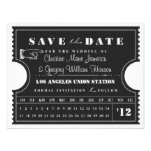 Ticket Punch Card Save the Date Personalized Invitation