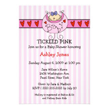 TICKLED PINK Bib Baby Girl Shower Invitations