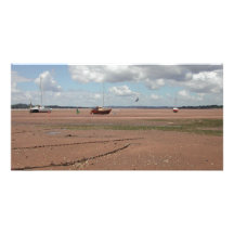 Tidal Moorings. Beached Boats. Devon UK. Photo Card Template
