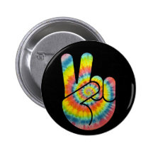 Tie Dye Peace Hand Pinback Button