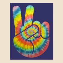 Tie Dye Peace Hand postcards