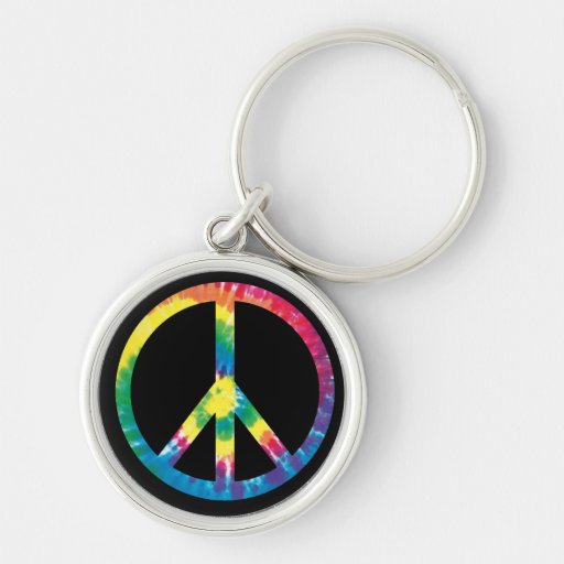 Tie Dye Peace Sign 2 Keychains