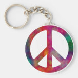 Tie Dye Peace Symbol Key Chains