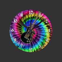 Tie Dye Swirl Electric Music Guitar Clock wall clocks