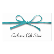 Tied Cyan Bow Business Cards