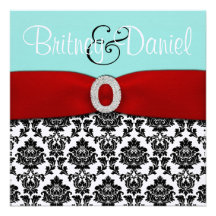 Tiffany Blue and Red Wedding Invitations