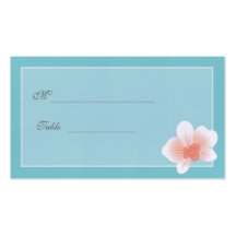Tiffany Blue & Blush Pink Orchid Placecard Business Card Templates