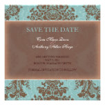Tiffany Blue elegant damask save the date Invitation