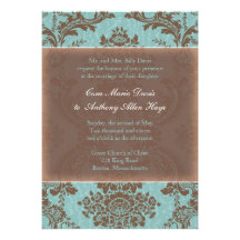 Tiffany Blue Elegant Damask Wedding Invitation