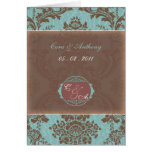 Tiffany Blue Elegant Damask wedding thank you card