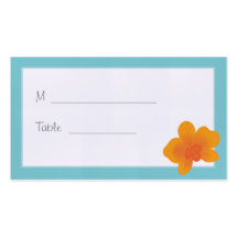 Tiffany Blue & Orange Orchid Wedding Placecard Business Cards