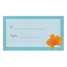 Tiffany Blue & Orange Orchid Whimsical Placecard Business Card Template