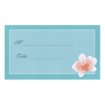 Tiffany Blue & Peach Orchid Wedding Placecard Business Card Template