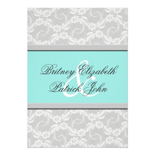 Blue White Silver Lace Wedding Invitations Zazzle