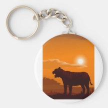 Tiger African Sunset Keychain