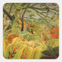 Tiger in a Tropical Storm  1891 Square Stickers