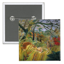 Tiger in a Tropical Storm (Surprised!) Rousseau Pinback Buttons