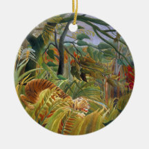 Tiger in a Tropical Storm (Surprised!) Rousseau Christmas Ornament