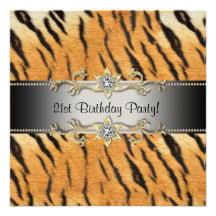 Tiger Jewel 21st Birthday Invitation Tiger 21