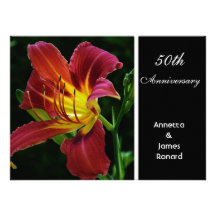tiger lily flower wedding anniversary invitation