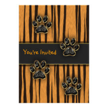 Tiger Paw Child Birthday Party Invitation