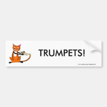 Tiger Playing the Trumpet Bumper Stickers