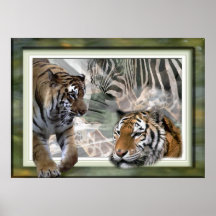 Tiger, Zebra, Giraffe, Lovers Gifts Print
